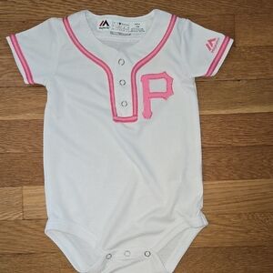 Pittsburgh Pirates - Majestic White Onesie with Pink Accents